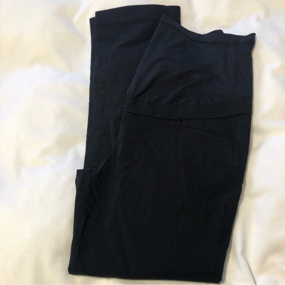 Stork & Babe XL Black Maternity High Rise Panel Straight Leg Pants Pockets - Picture 7 of 16